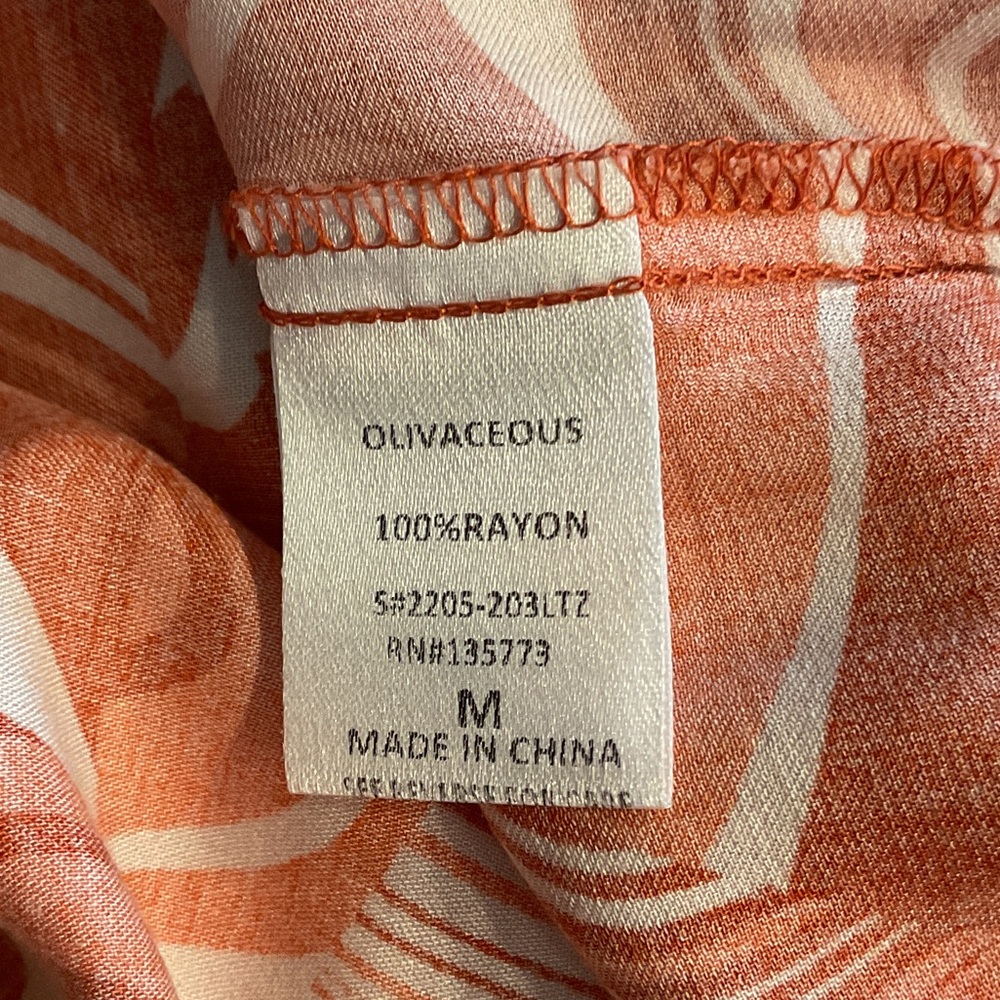 Olivaceous Vibrant Orange and White Swirl Top, Size M - Picture 5 of 5